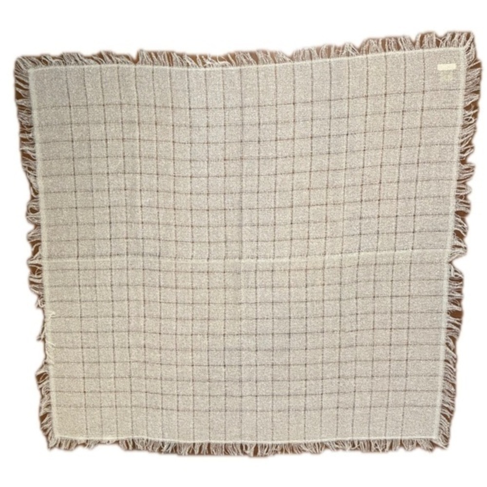 Jennifer Moore Vintage Scarf Shawl – Plaid Fringe Wrap